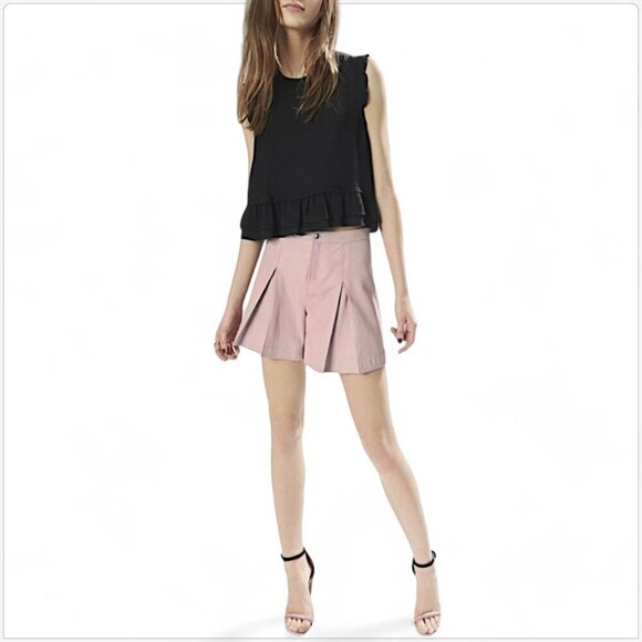 Rebecca Minkoff Mina Pink 100% Leather Lambskin Hydrangea Shorts New NWT Size 0 - Picture 3 of 8